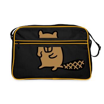 Biber - Retro Tasche - Schwarz/Gold - Vorne