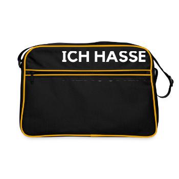 ich hasse menschen - Retro Tasche - Schwarz/Gold - Vorne