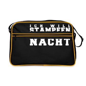 Ich will Stampfen die ganze Nacht Rave Techno Club - Retro Tasche - Schwarz/Gold - Vorne