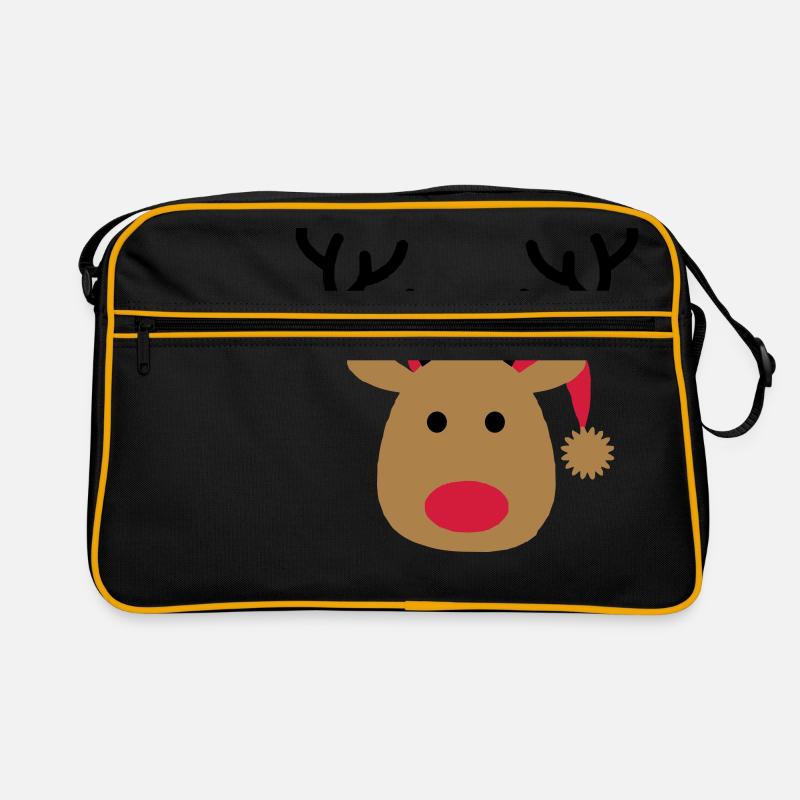 Lustiges Design von einem Elch zu Weihnachten - Retro Tasche - Schwarz/Gold