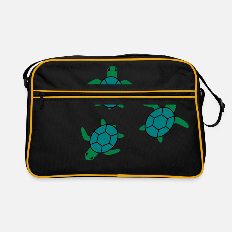 Schildkröte - Retro Tasche - Schwarz/Gold