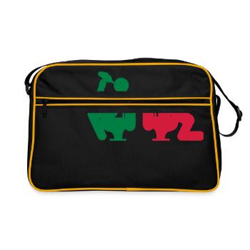 alcool humour boire chiotte vomit toilette wc i - Sac Retro - noir/or - Devant