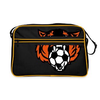 tiger foot roars face drawing logo club - Retro Bag - black/gold - Front