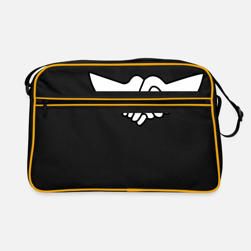 Handdruck Hände Geschäft handeln Partner Geschenk Retro Tasche