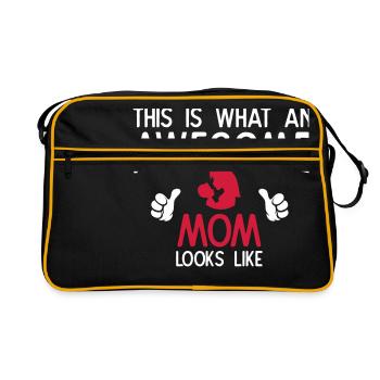 Awesome Mom - Retro Tasche - Schwarz/Gold - Vorne