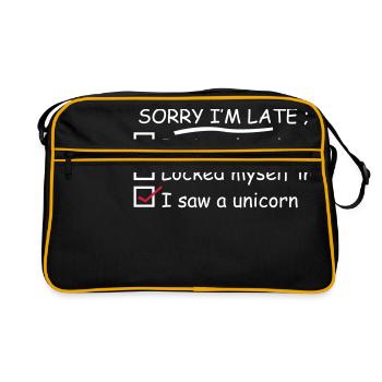 Sorry I'm Late I Saw A Unicorn - Retro Tasche - Schwarz/Gold - Vorne