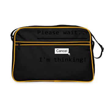 please wait i'm thinking Lustiger Spruch - Retro Tasche - Schwarz/Gold - Vorne