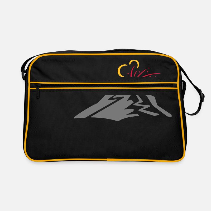 Vulkan - Vektor Strichzeichnung, Geschenk Retro Tasche