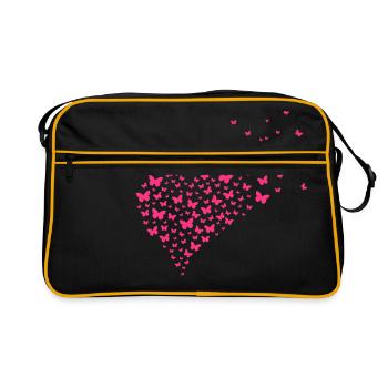 Coeur fait de papillons - couleur variable - Sac Retro - noir/or - Devant