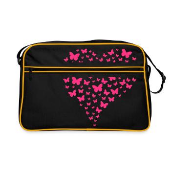 Coeur fait de papillons - couleur variable - Sac Retro - noir/or - Devant