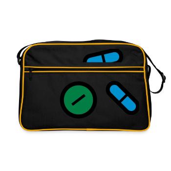 Pills, medicines, medicine, drugs - Retro Bag - black/gold - Front