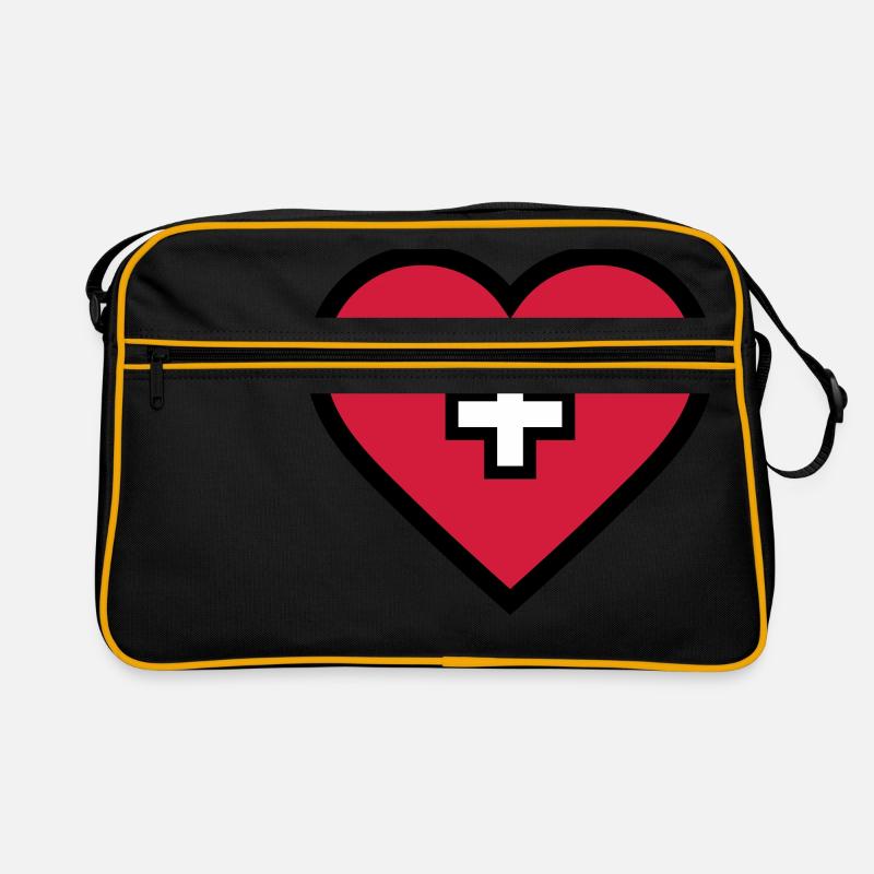 Heart with cross - Retro Bag - black/gold