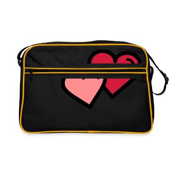 Valentine's Heart: Double Heart - Retro Bag - black/gold - Front