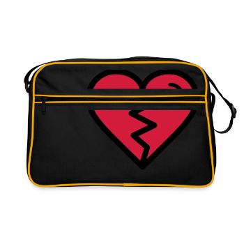 Broken heart, heartache, unhappy in love - Retro Bag - black/gold - Front