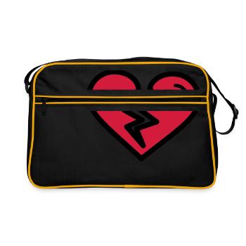 Broken heart, heartache sadly in love - Retro Bag - black/gold - Front