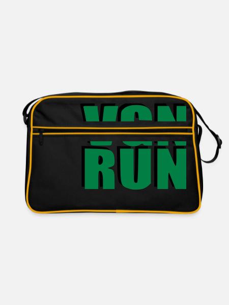 VGN RUN Vegan Laufen Geschenk Geburtstag Sport - Retro Tasche - Schwarz/Gold - Vorne