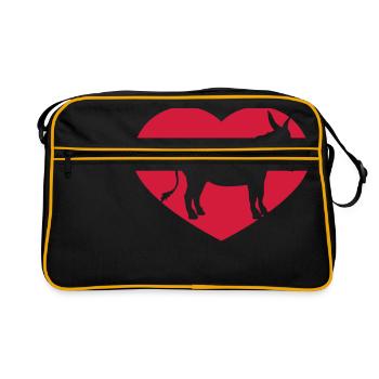 j'aime l'amour coeur âne cheval poney petit packelsel l - Sac Retro - noir/or - Devant