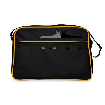 1 baby kind kleines junges familie mama papa esel - Retro Tasche - Schwarz/Gold - Vorne