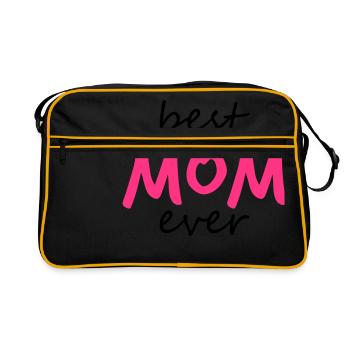 text best mom ever sticker sticker button love - Retro Bag - black/gold - Front
