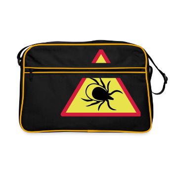 Achtung Zecken - Retro Tasche - Schwarz/Gold - Vorne