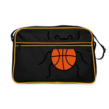basketball sport verein korb ball marienkaefer kle - Retro Tasche - Schwarz/Gold - Vorne