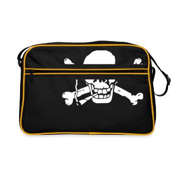 Gutgelaunter Totenkopf - Retro Tasche - Schwarz/Gold - Vorne