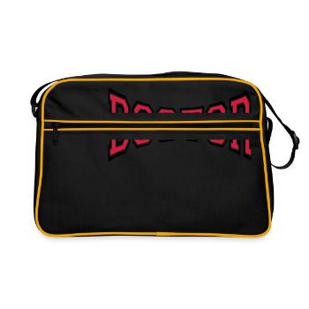 text doctor abhoeren herzschlag puls verarzten kra - Retro Tasche - Schwarz/Gold - Vorne