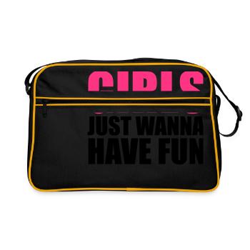 schrift cool design logo girls just wanna have fun - Retro Tasche - Schwarz/Gold - Vorne