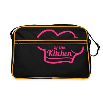 queen of the kitchen king emblem chef hat hu - Retro Bag - black/gold - Front