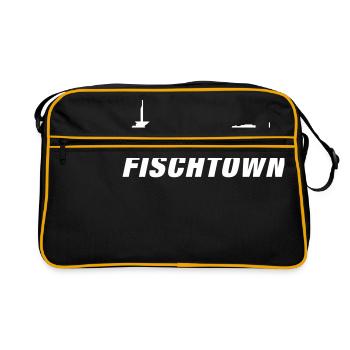 Fischtown Bremerhaven Skyline - Retro Tasche - Schwarz/Gold - Vorne