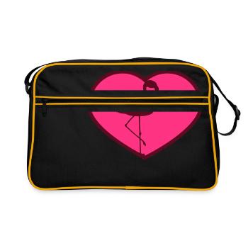 conception forme coeur j'adore amour silhouette contour fl - Sac Retro - noir/or - Devant