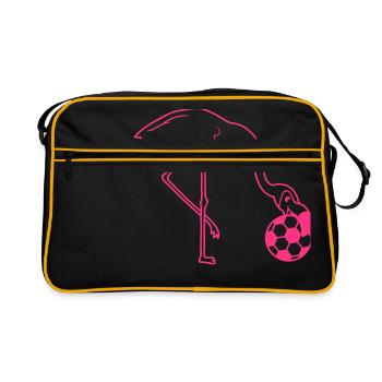 football club play ball kicker laugh mouth au - Retro Bag - black/gold - Front