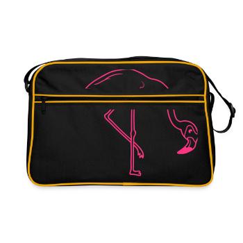 eat drink bow down flamingo clipart cartoon - Retro Bag - black/gold - Front
