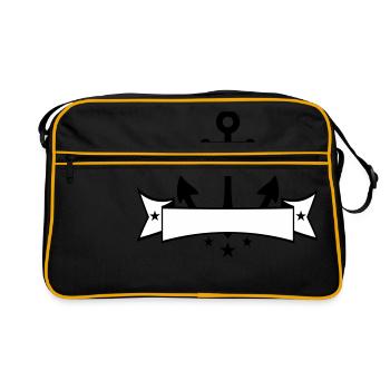 banner coat of arms text write anchor boat ship - Retro Bag - black/gold - Front