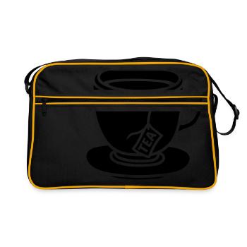 schwarz teebeutel glas tasse tee kanne kaffee trin - Retro Tasche - Schwarz/Gold - Vorne