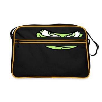face head evil meme grin funny comic carto - Retro Bag - black/gold - Front
