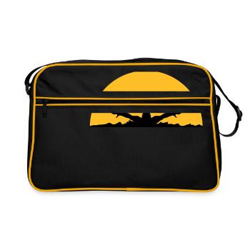 waves evening sun night palm trees beach island sea - Retro Bag - black/gold - Front