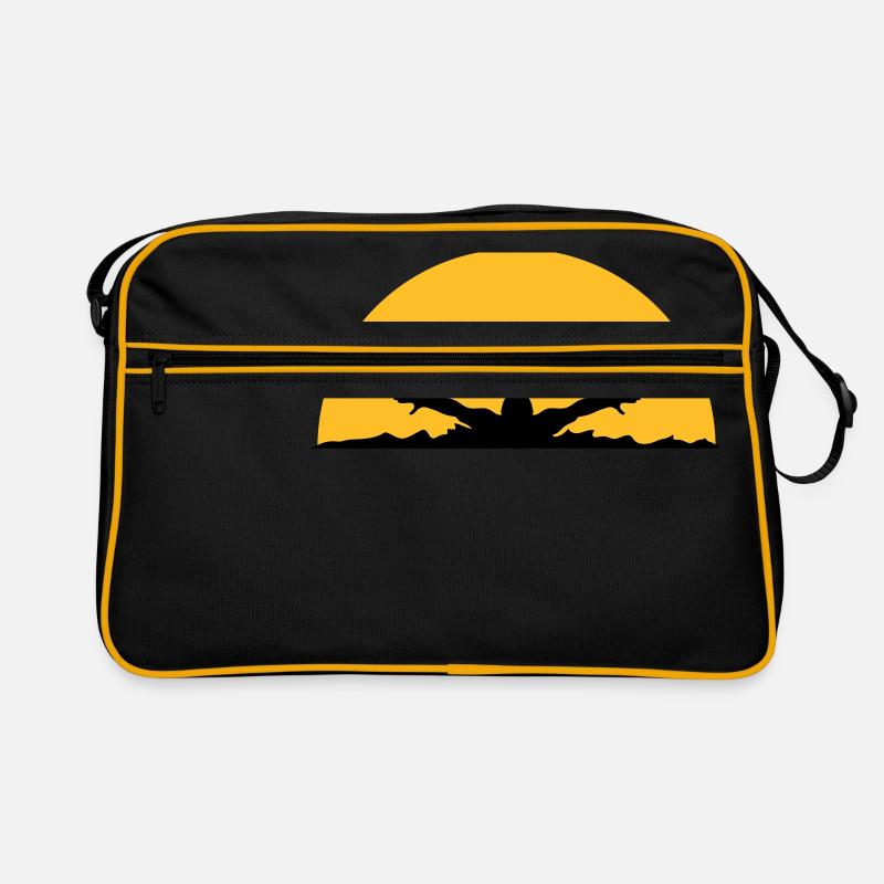waves evening sun night palm trees beach island sea Retro Bag
