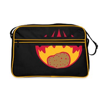 burning potato flames fire hot food leak - Retro Bag - black/gold - Front
