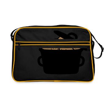 saucepan pot many heap design potato food - Retro Bag - black/gold - Front