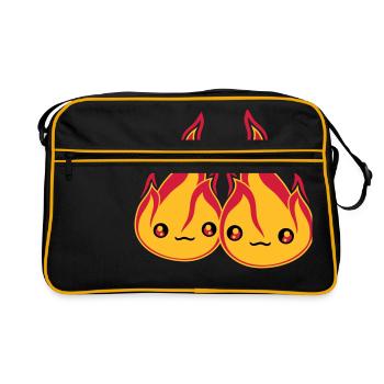 2 friends team couple love couples in love sat - Retro Bag - black/gold - Front