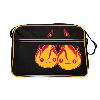 team 2 friends couple love couples in love sat - Retro Bag - black/gold - Front
