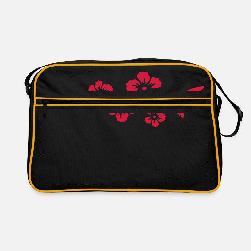 kolibri hibiskus - Retro Tasche - Schwarz/Gold