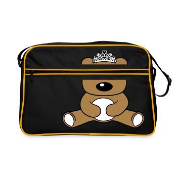 maedchen prinzessin koenigin krone huebsch weiblic - Retro Tasche - Schwarz/Gold - Vorne