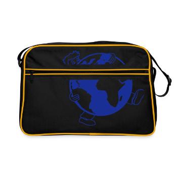 planète terre globe sphère grand gros porter sc - Sac Retro - noir/or - Devant