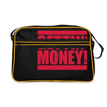 barre rouge dollar gettin signe d'argent riche - Sac Retro - noir/or - Devant