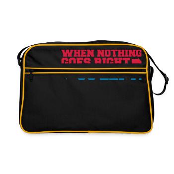 when nothing goes right go left pfeile Spruch logo - Sac Retro - noir/or - Devant