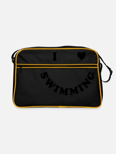 Schwimmen - I love Swimming - Retro Bag - black/gold - Front