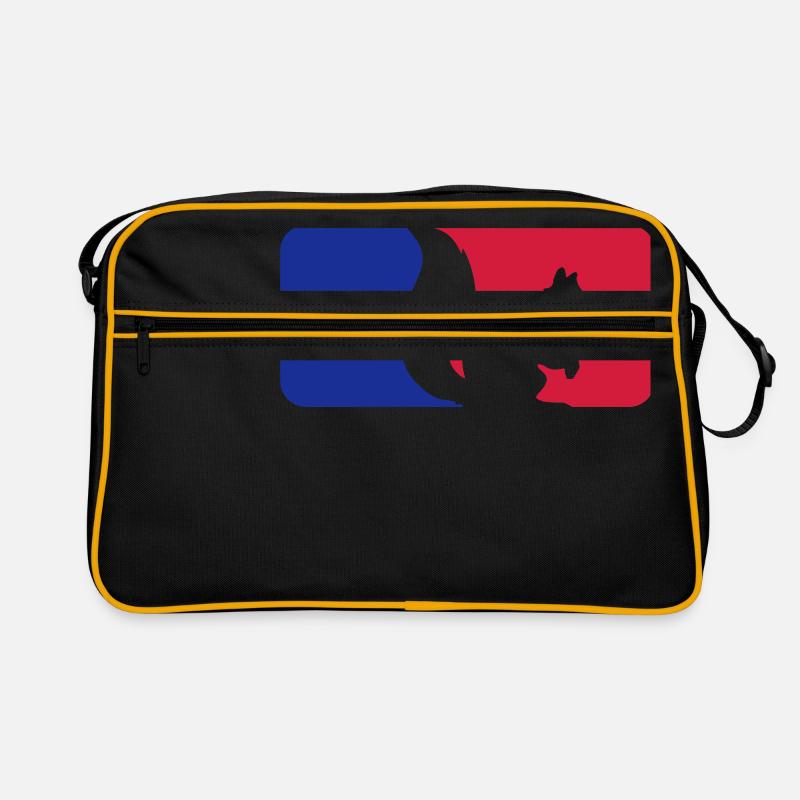 rot blau sport logo schwarz eichhoernchen nagetier - Retro Tasche - Schwarz/Gold