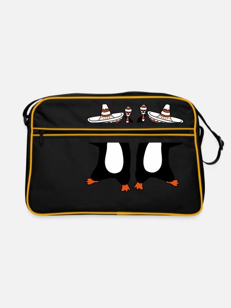 équipe couple 2 amis mexique chapeau sombrero mexicain - Sac Retro - noir/or - Devant